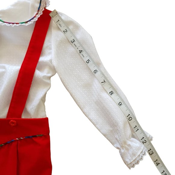 Vintage red and white shirt and pants with suspenders set - Picture 5 of 5